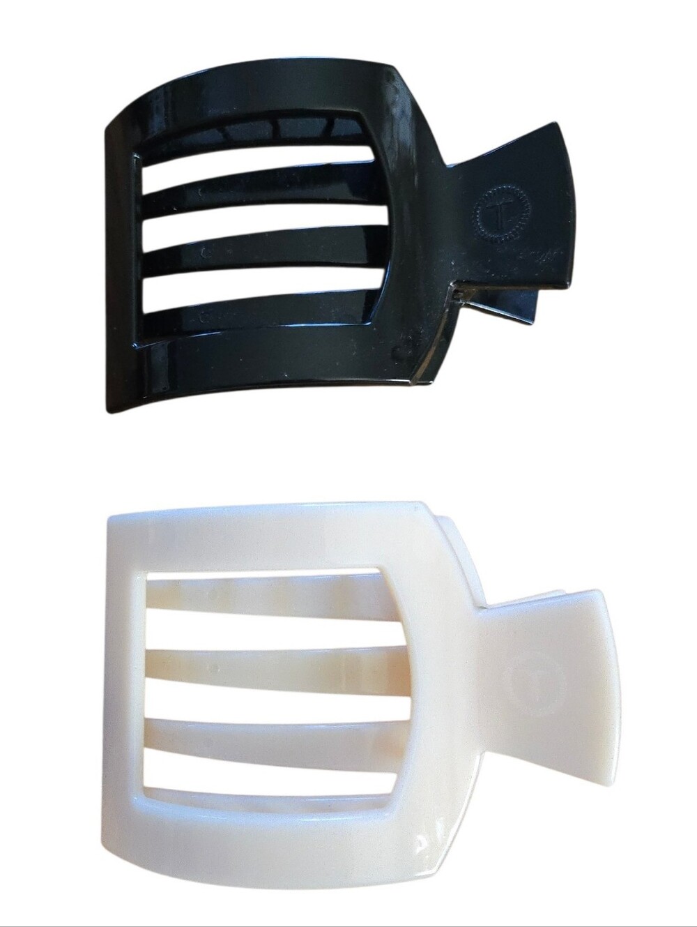 Teleties Black & Almond Beige Large Square Flat Clip Bundle
